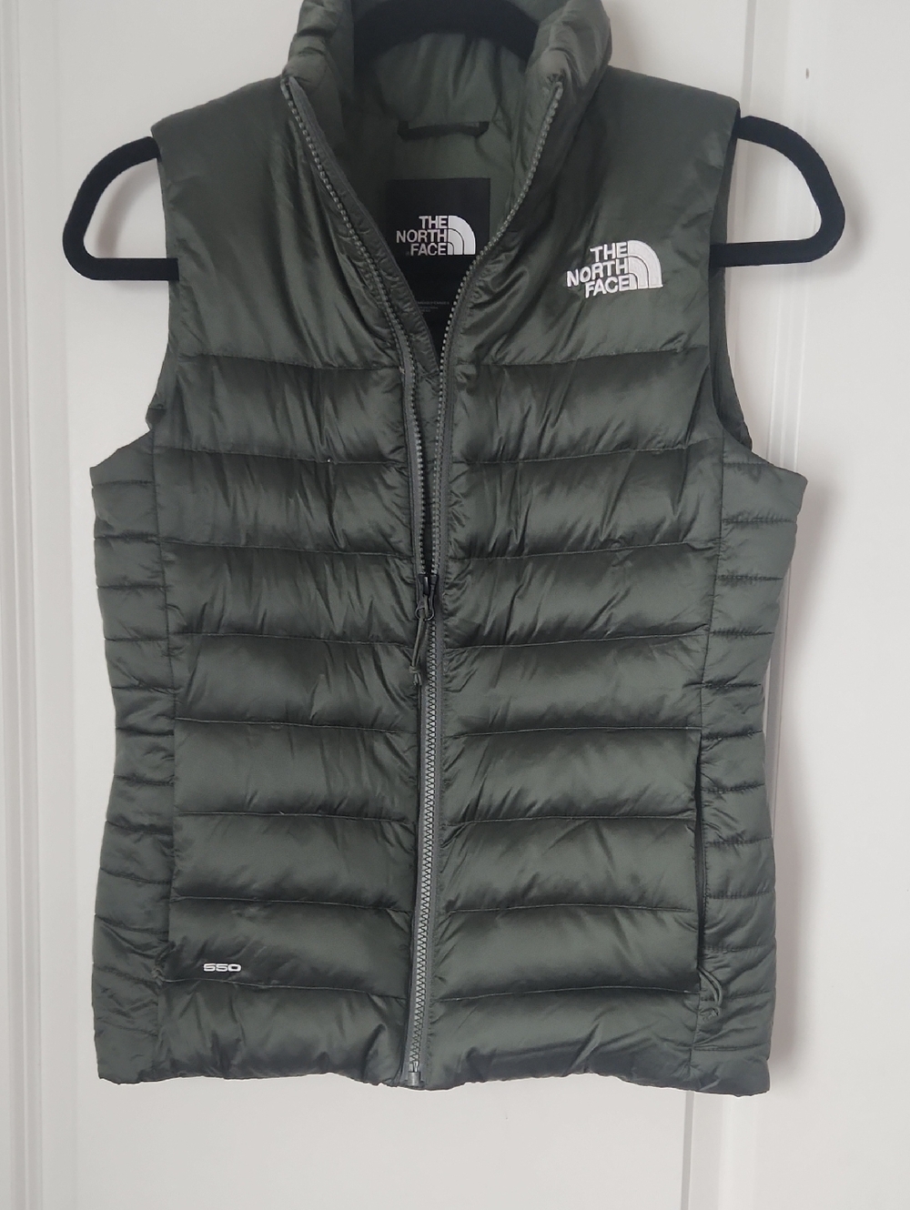The North Face Olive Green Women's Vest with Black Logo Patch